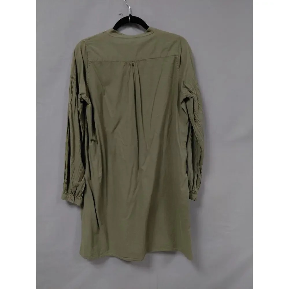 Nili Lotan Duane Made in USA Green Mini Pleated Shirt Dress Women Size S